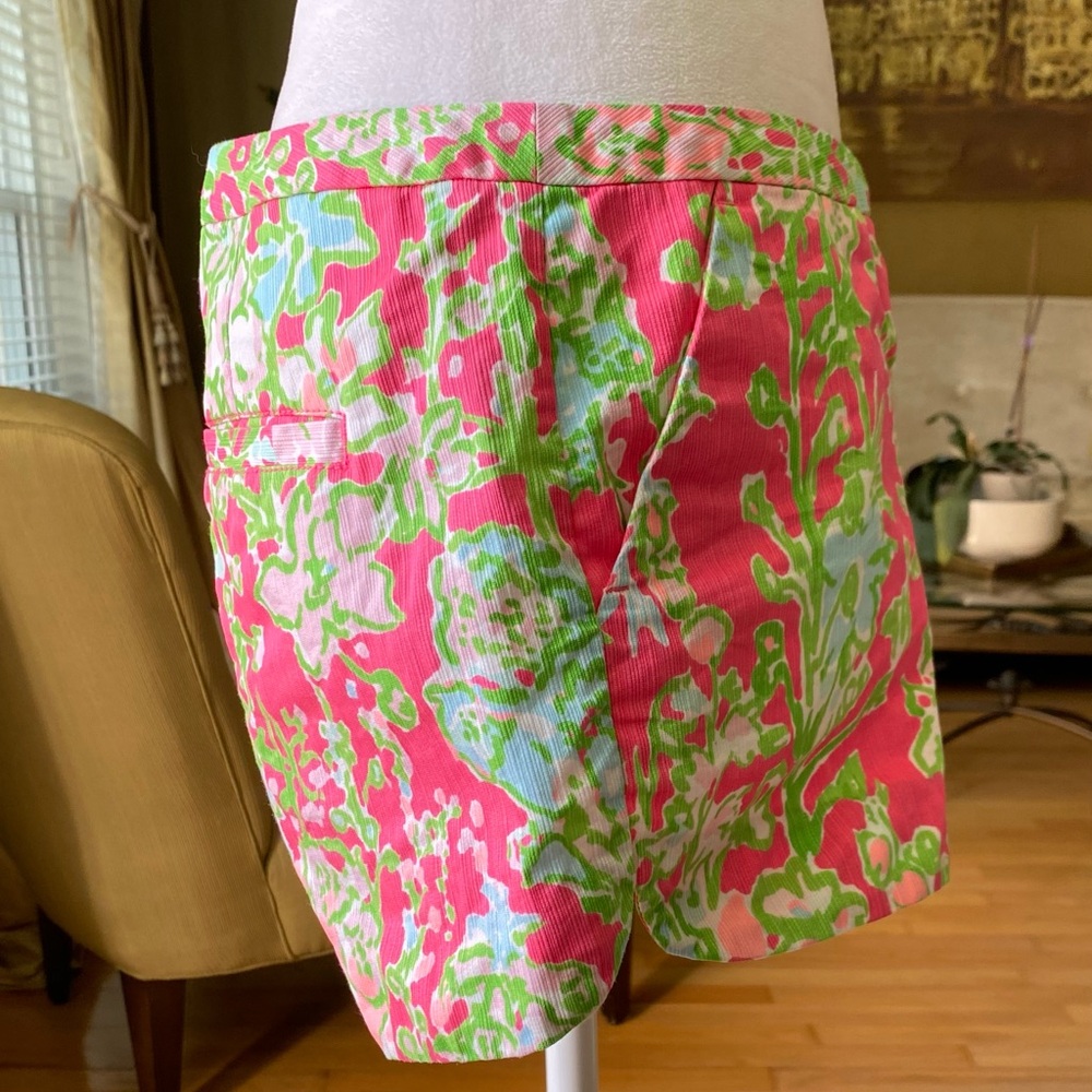 Lilly Pulitzer Adie Shorts Pink Green Flamingo Southern Charm Print Size 2 Women - Picture 4 of 16